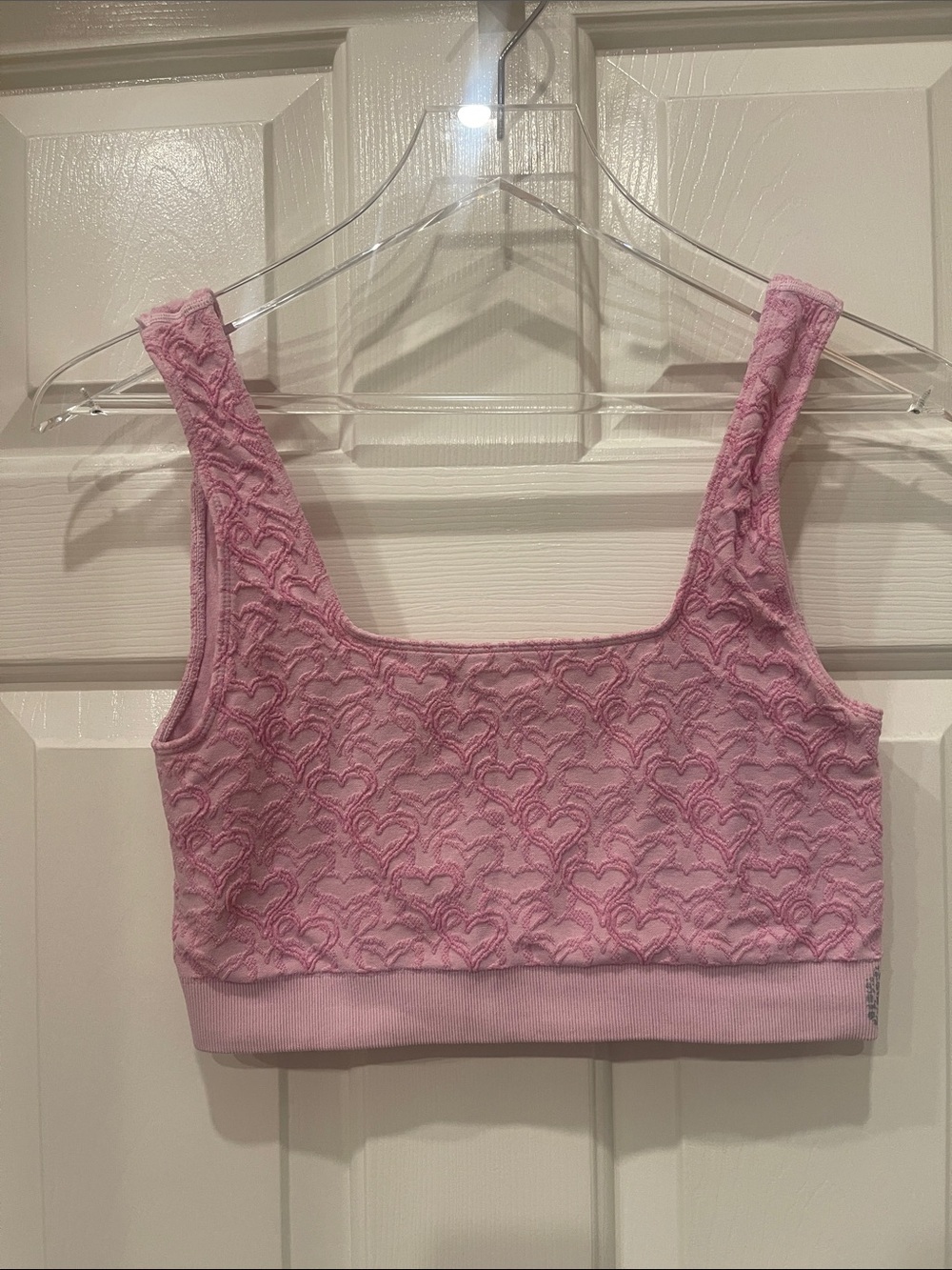 Free People Pink Lace-Textured Crop Bralette - S:M/L